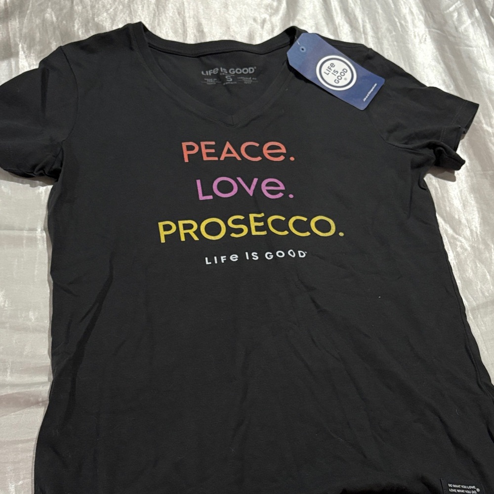 Life Is Good Black Tee with Colorful Graphic